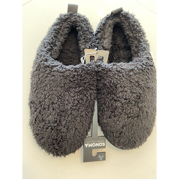"Sonoma Black Fuzzy Slippers - Comfort Cushion - Women's Size Medium (7-8)" - Picture 6 of 6